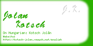 jolan kotsch business card